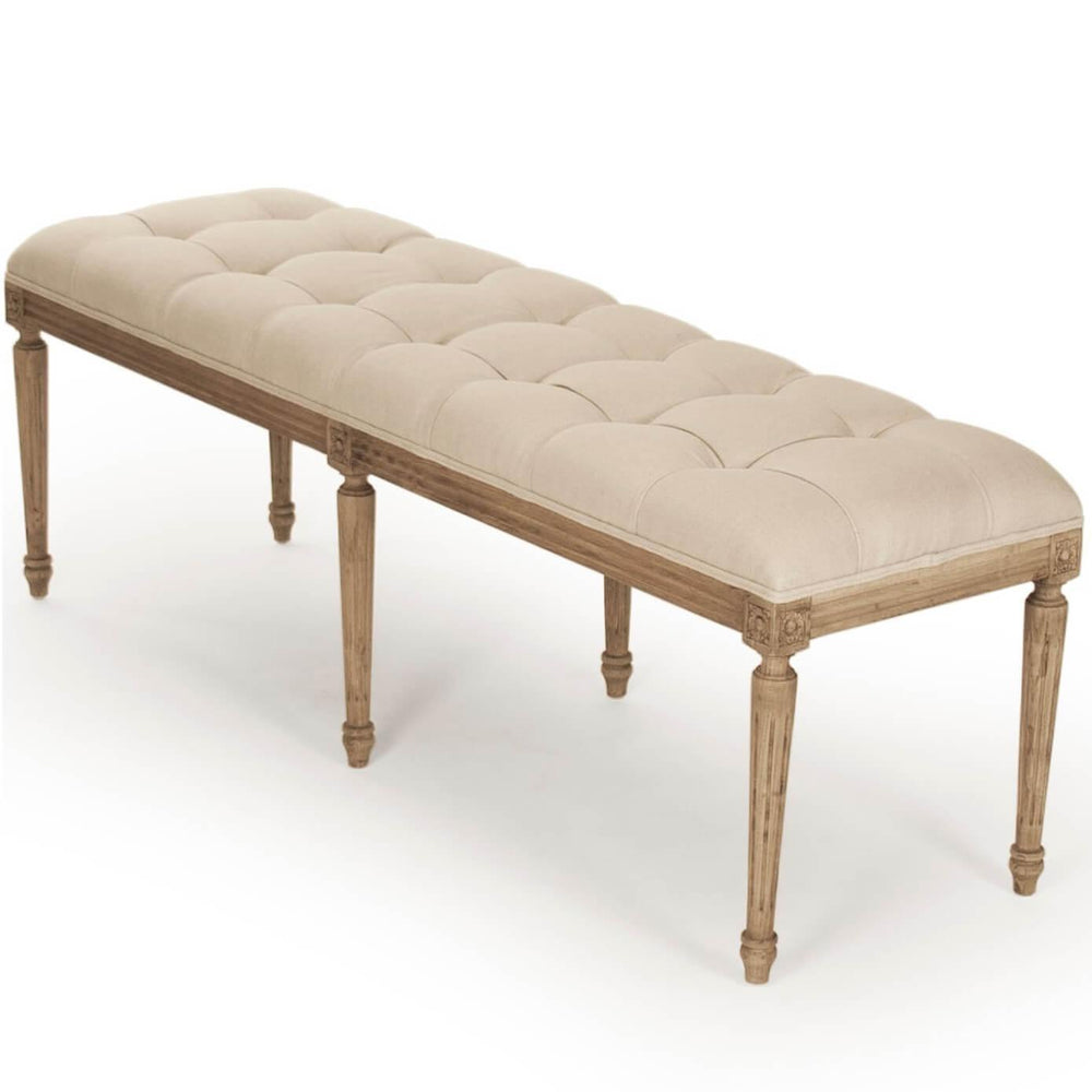 Louis Tufted Natural Linen Bench - Belle Escape