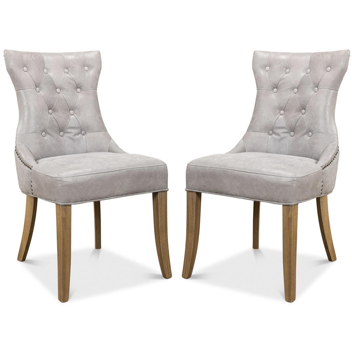 Madeleine Gray Leather Side Chairs - Belle Escape
