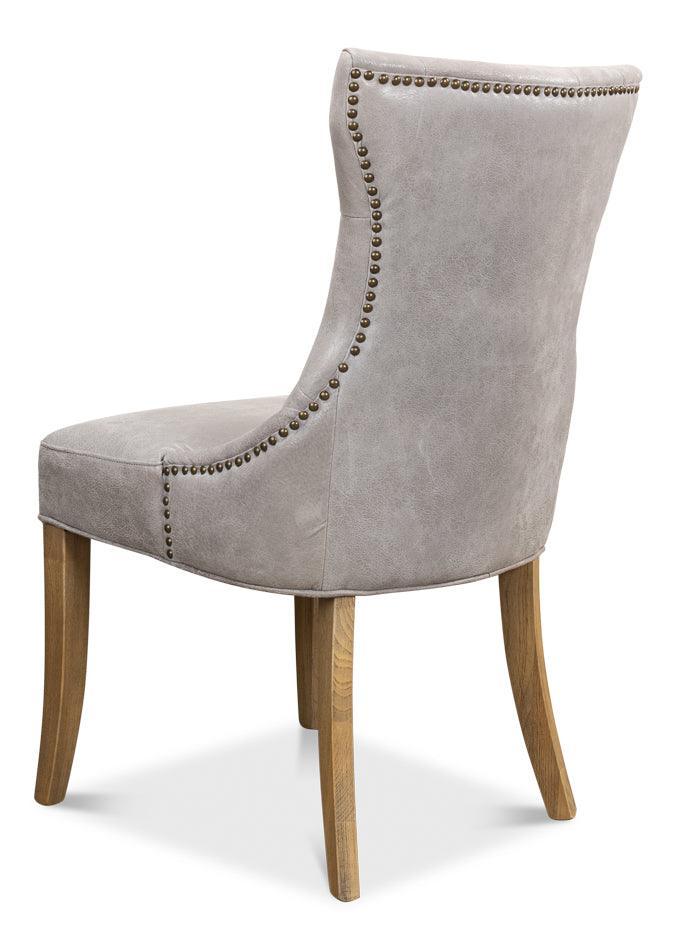 Madeleine Gray Leather Side Chairs - Belle Escape