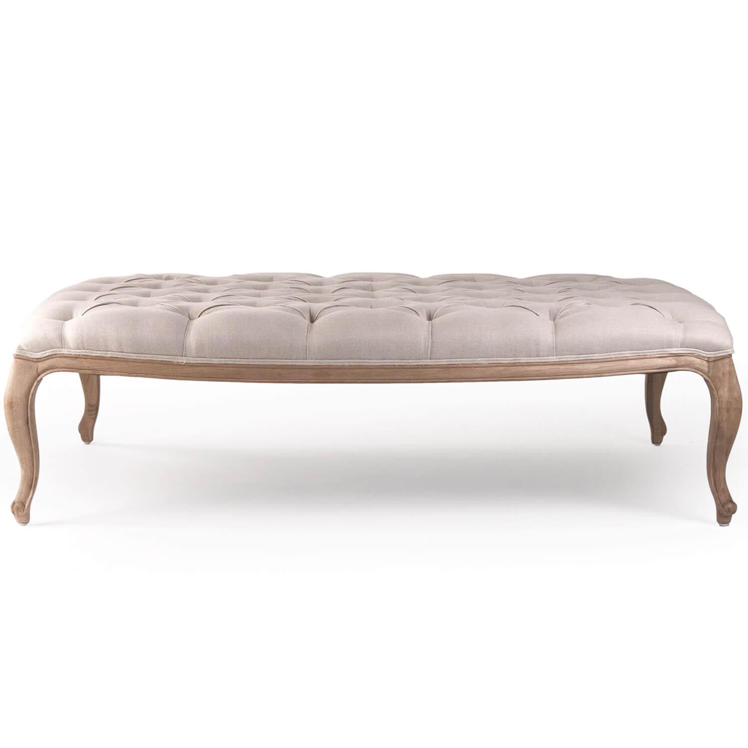 Maison Natural Linen Tufted Ottoman - Belle Escape