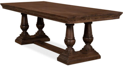 Walnut French Country Pedestal Rectangular Dining Table