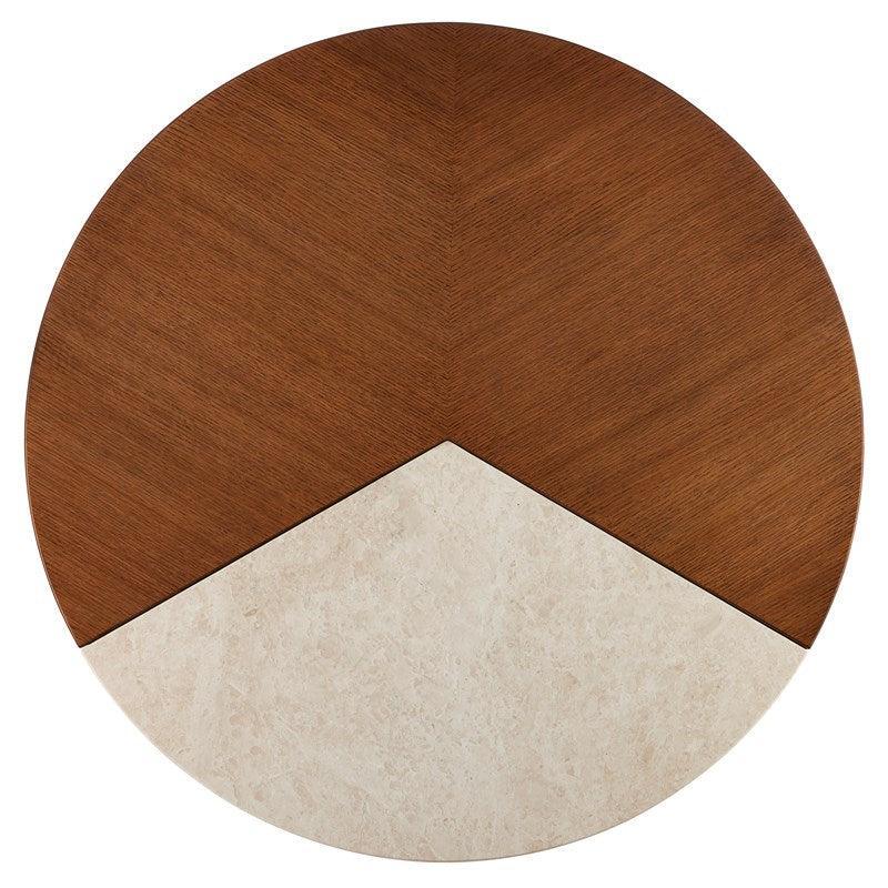 Marble and Wood Brass Base Coffee Table - Belle Escape