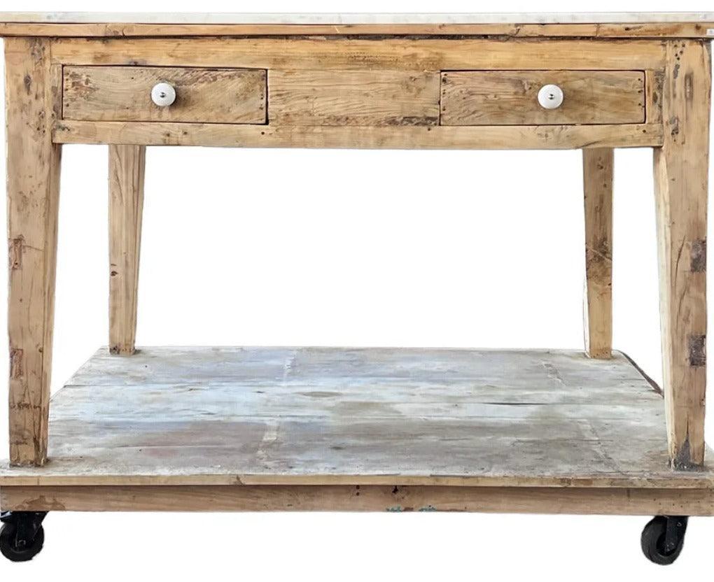 Marble Top Farmhouse Kitchen Island - Belle Escape