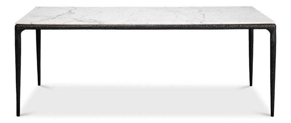 Marble Top Forged Iron Base Dining TAble - Belle Escape