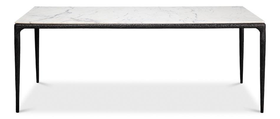 Marble Top Forged Iron Base Dining TAble - Belle Escape