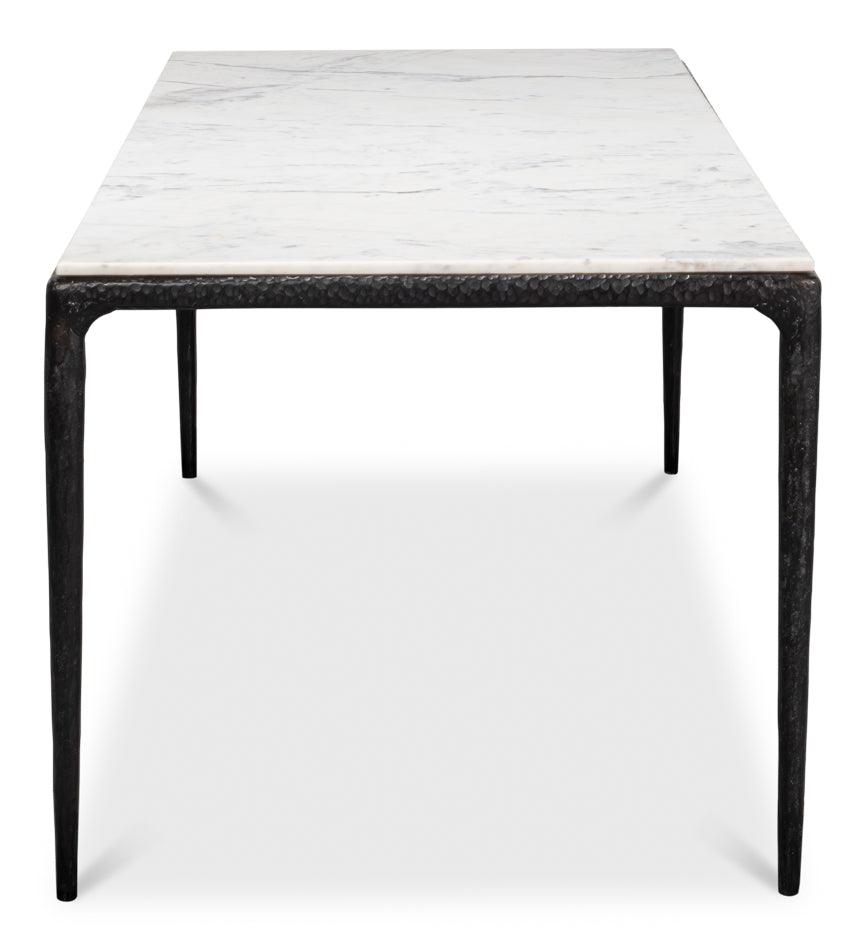 Marble Top Forged Iron Base Dining TAble - Belle Escape