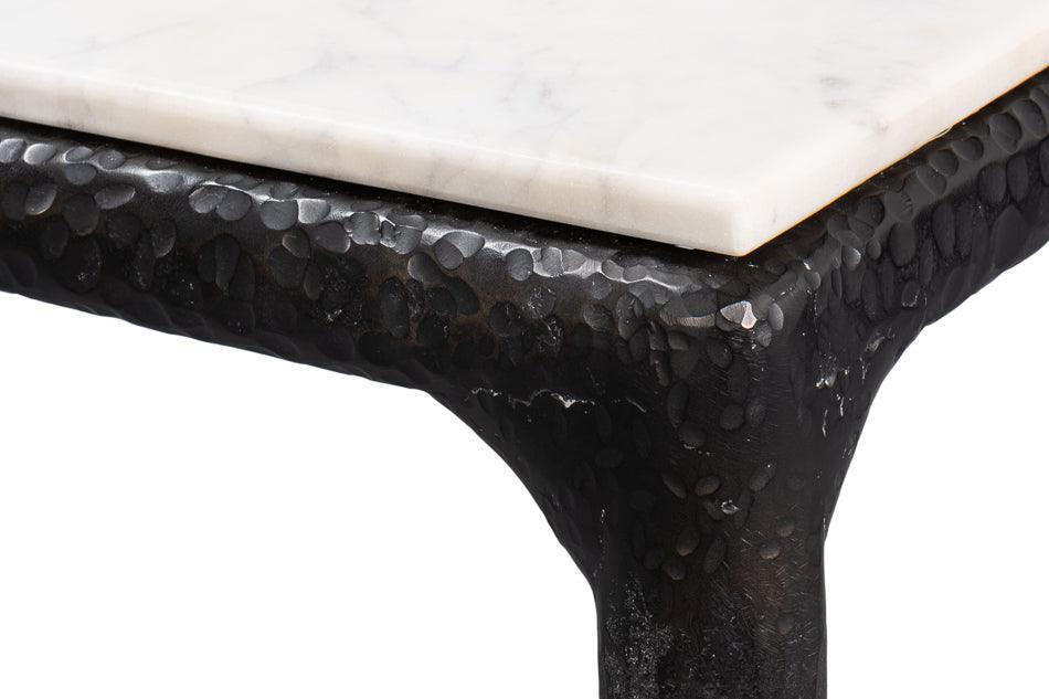 Marble Top Forged Iron Base Dining TAble - Belle Escape