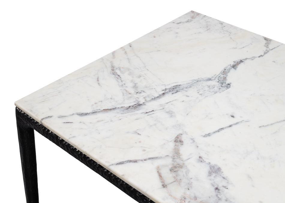 Marble Top Forged Iron Base Dining TAble - Belle Escape