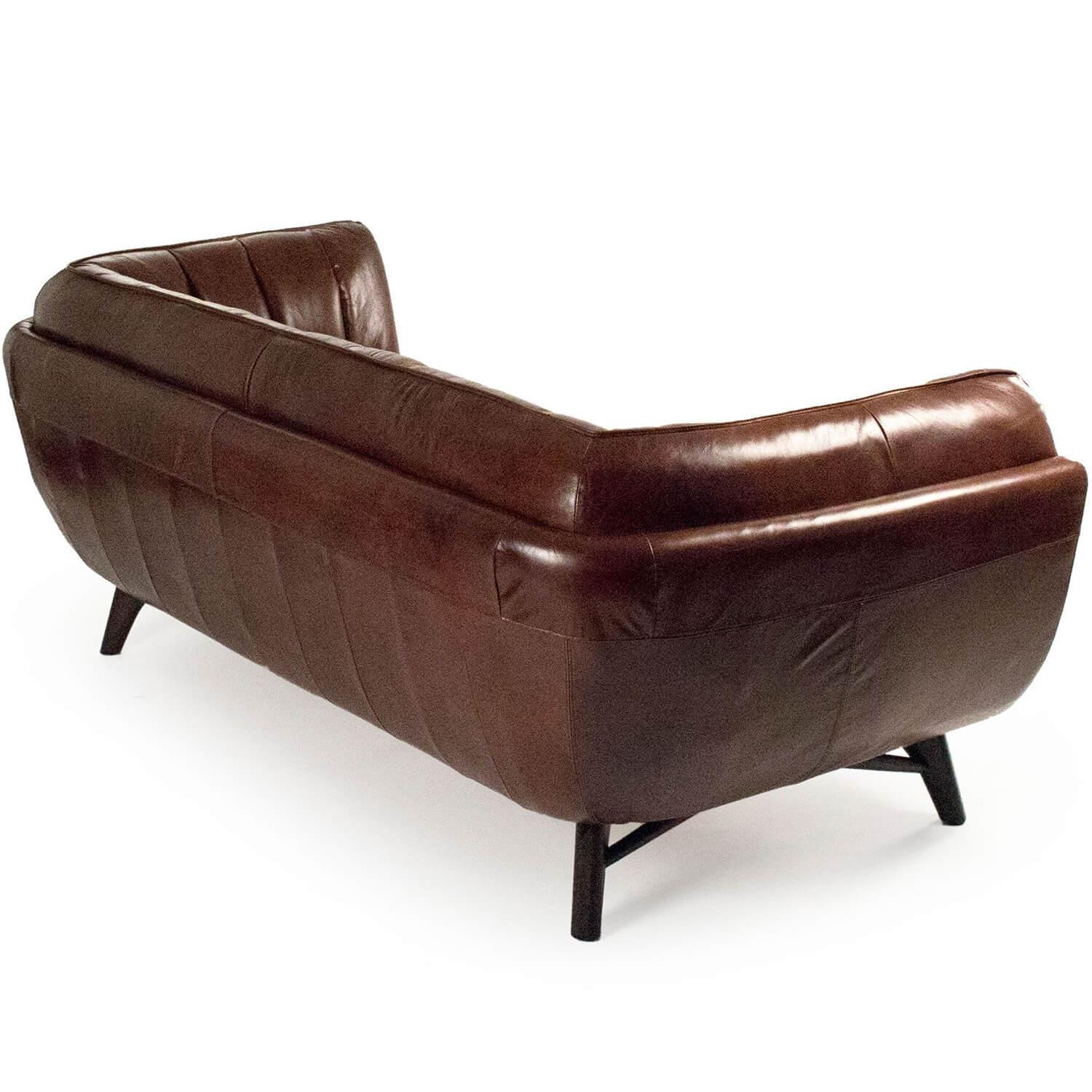 Mid Century Brown Leather Sofa - Belle Escape