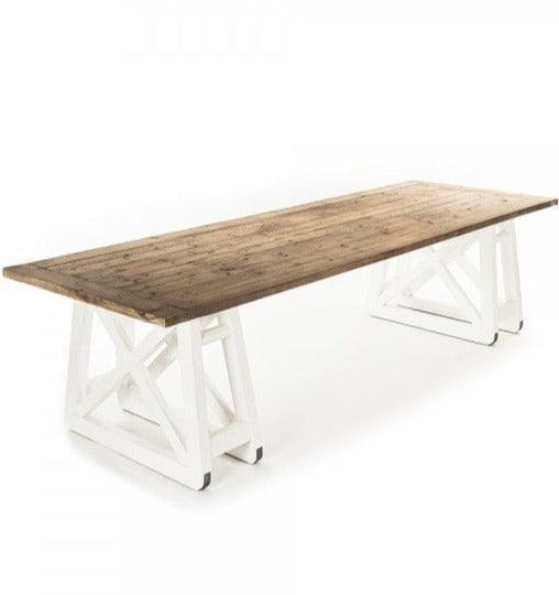 Modern Farmhouse Crisscross Trestle Dining Table - Belle Escape