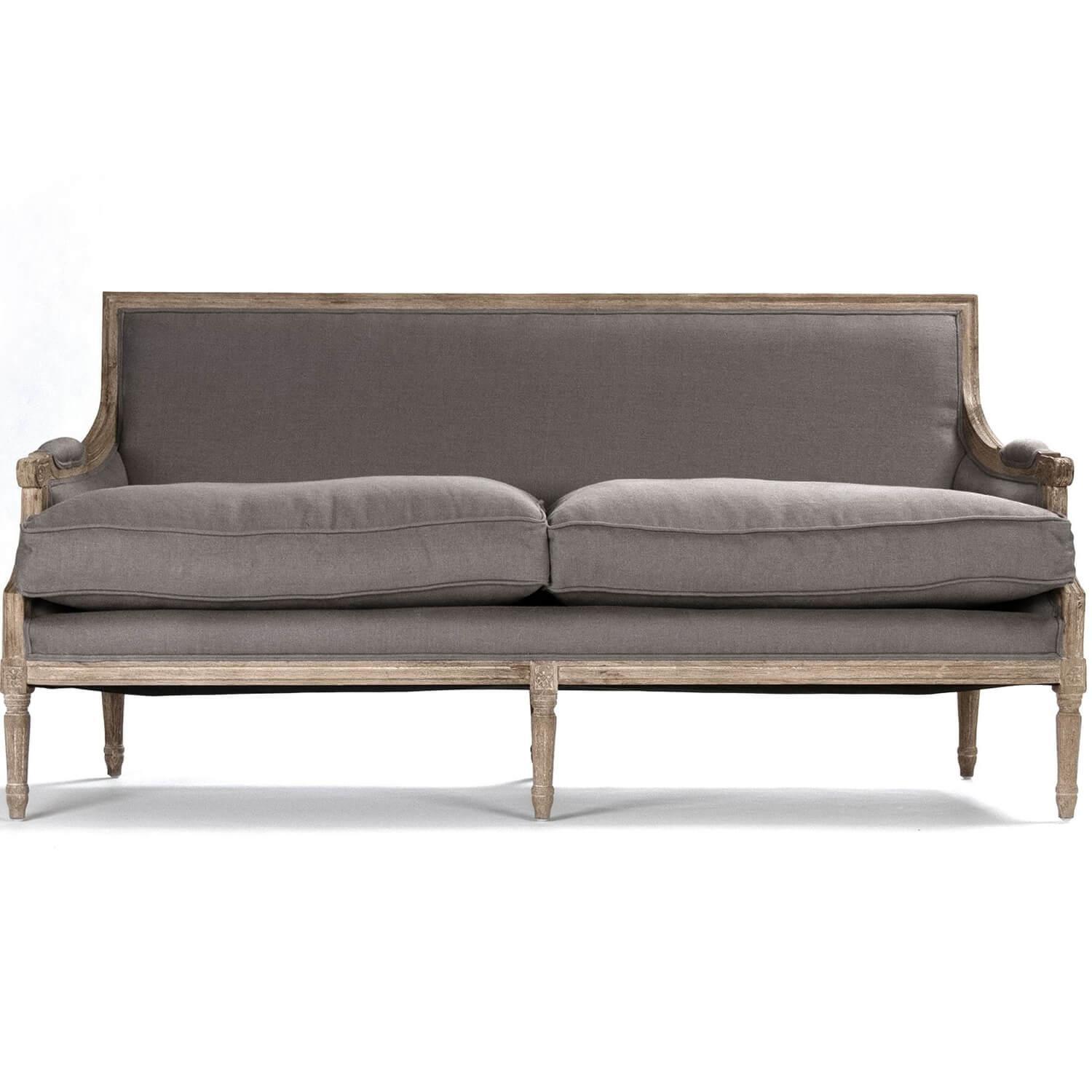 Modern Gray French Louis Sofa - Belle Escape