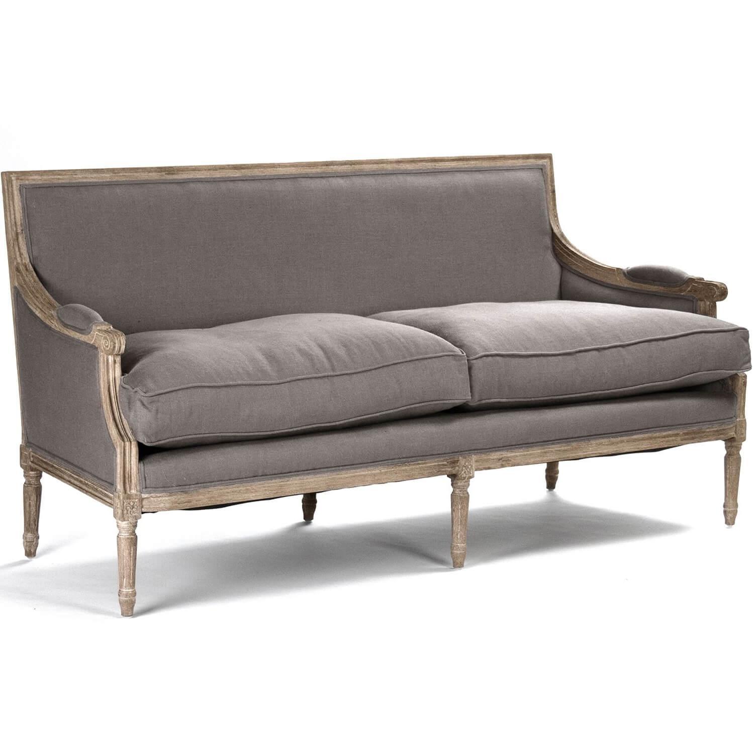 Modern Gray French Louis Sofa - Belle Escape