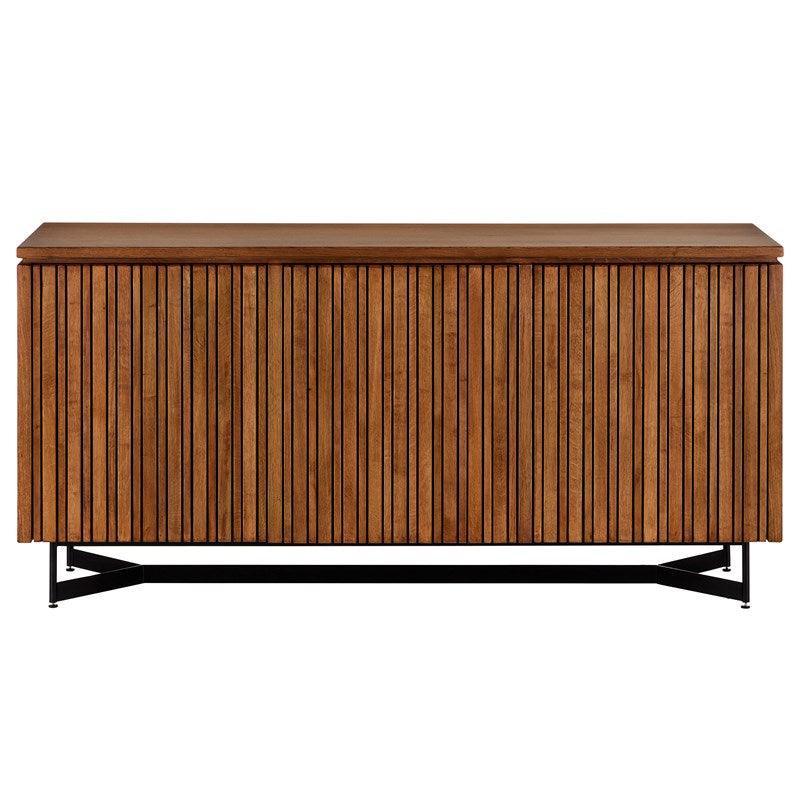 Modern Ribbed Morel Brown Credenza - Belle Escape