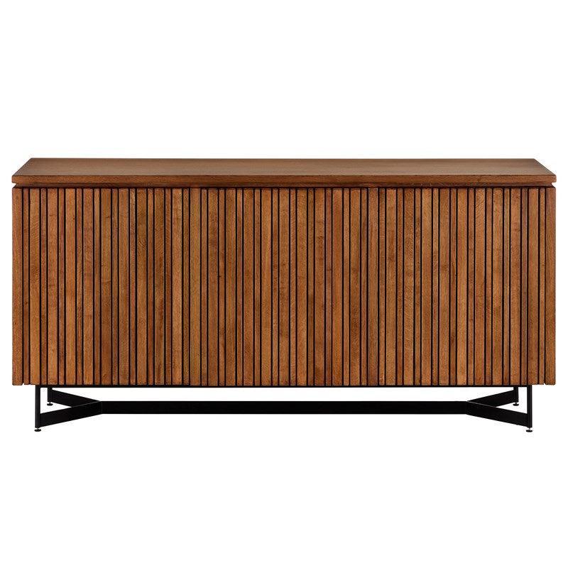 Modern Ribbed Morel Brown Credenza - Belle Escape