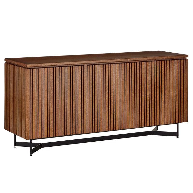 Modern Ribbed Morel Brown Credenza - Belle Escape