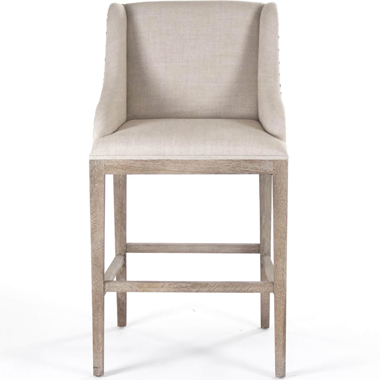 Nail Studded Linen Bar Stools - Belle Escape