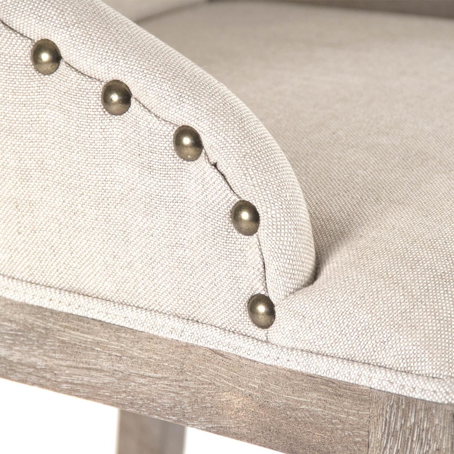 Nail Studded Linen Bar Stools - Belle Escape
