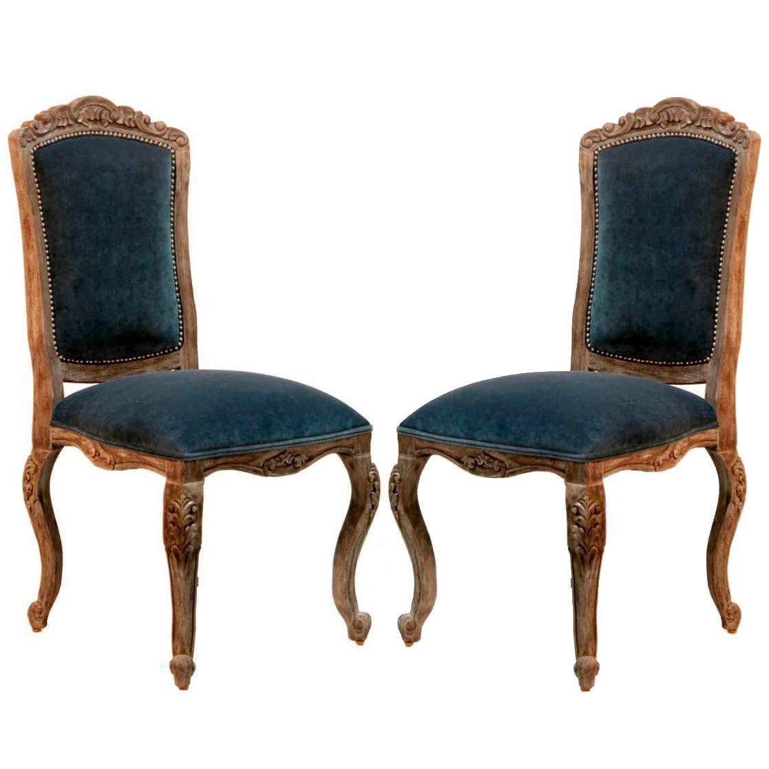 Nantes Beverly Blue Velvet Dining Chair - Belle Escape