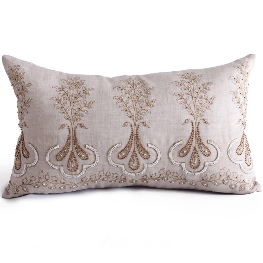 Natural Boho Beaded Pillow - Belle Escape