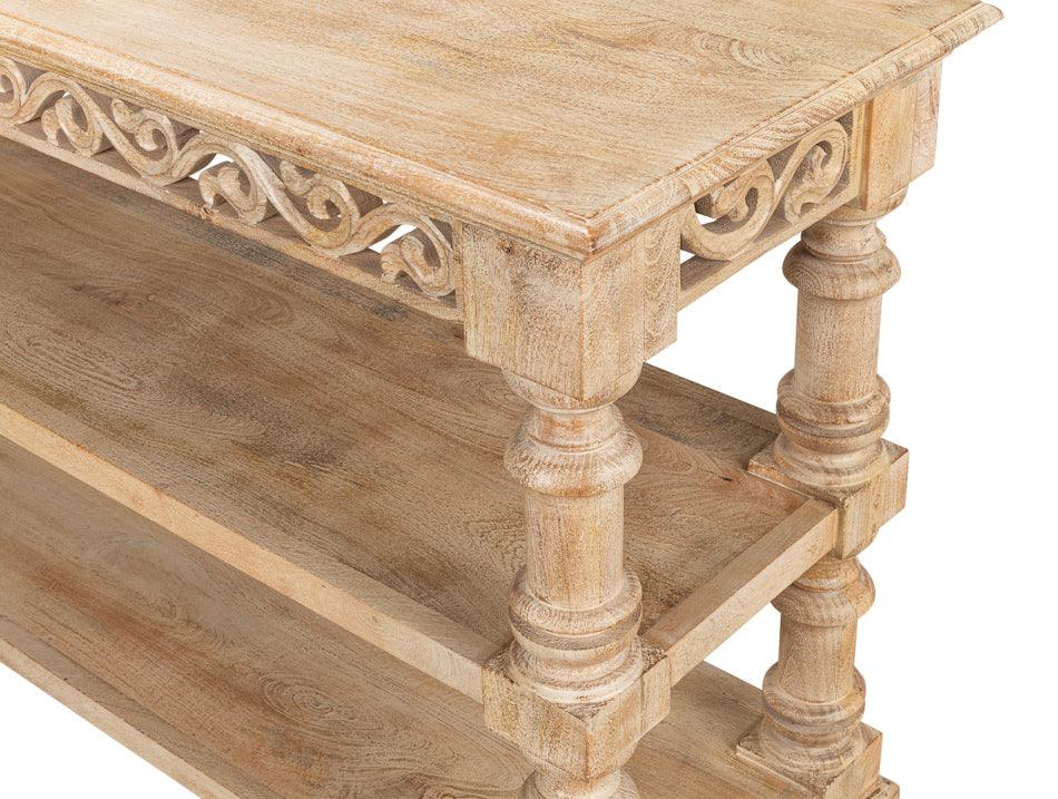 Natural Boho Carved Console Table - Belle Escape