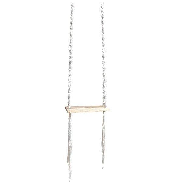 Natural Coastal White Weaved Rope Swing Chair