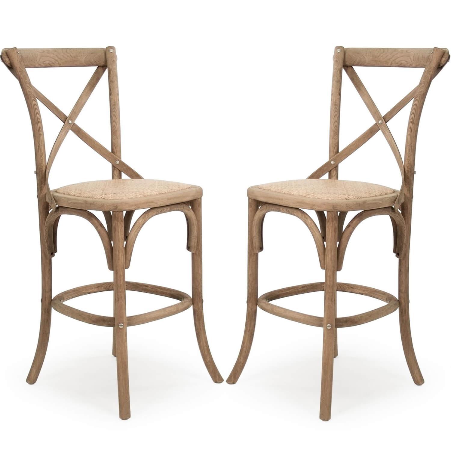 Natural Parisian Cafe Counter Stools - Pair - Belle Escape