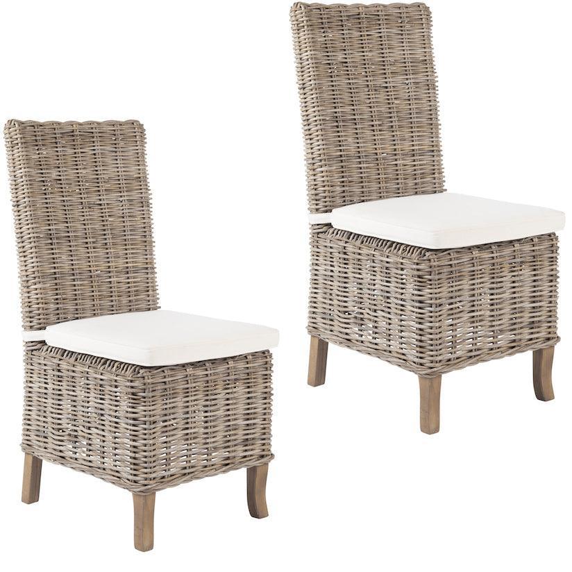 Natural Rattan Square Back Chairs - Set of 2 - Belle Escape