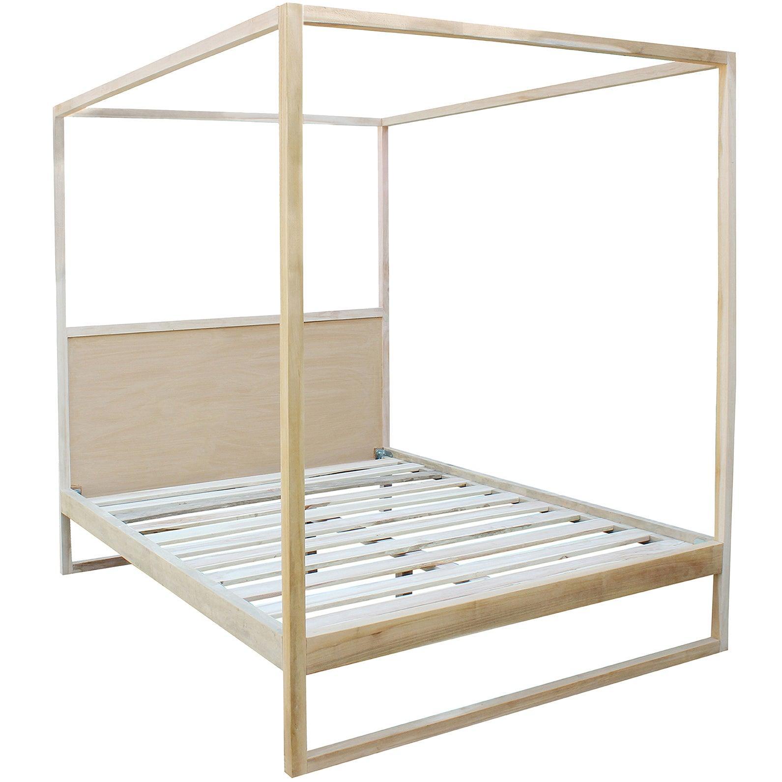 Natural Teak Canopy Bed - Belle Escape