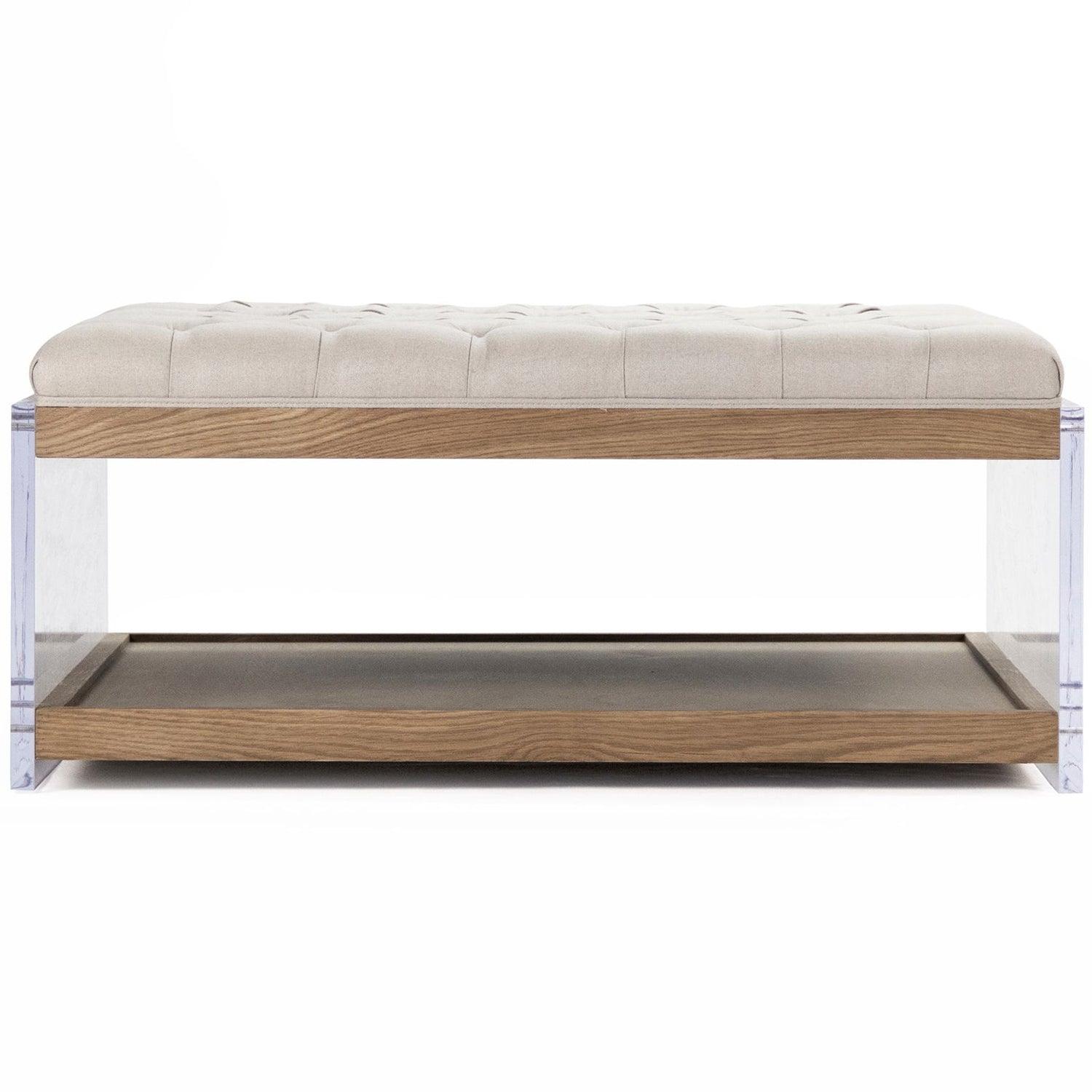 Natural wood Cosmo Acrylic Tufted Ottoman - Belle Escape