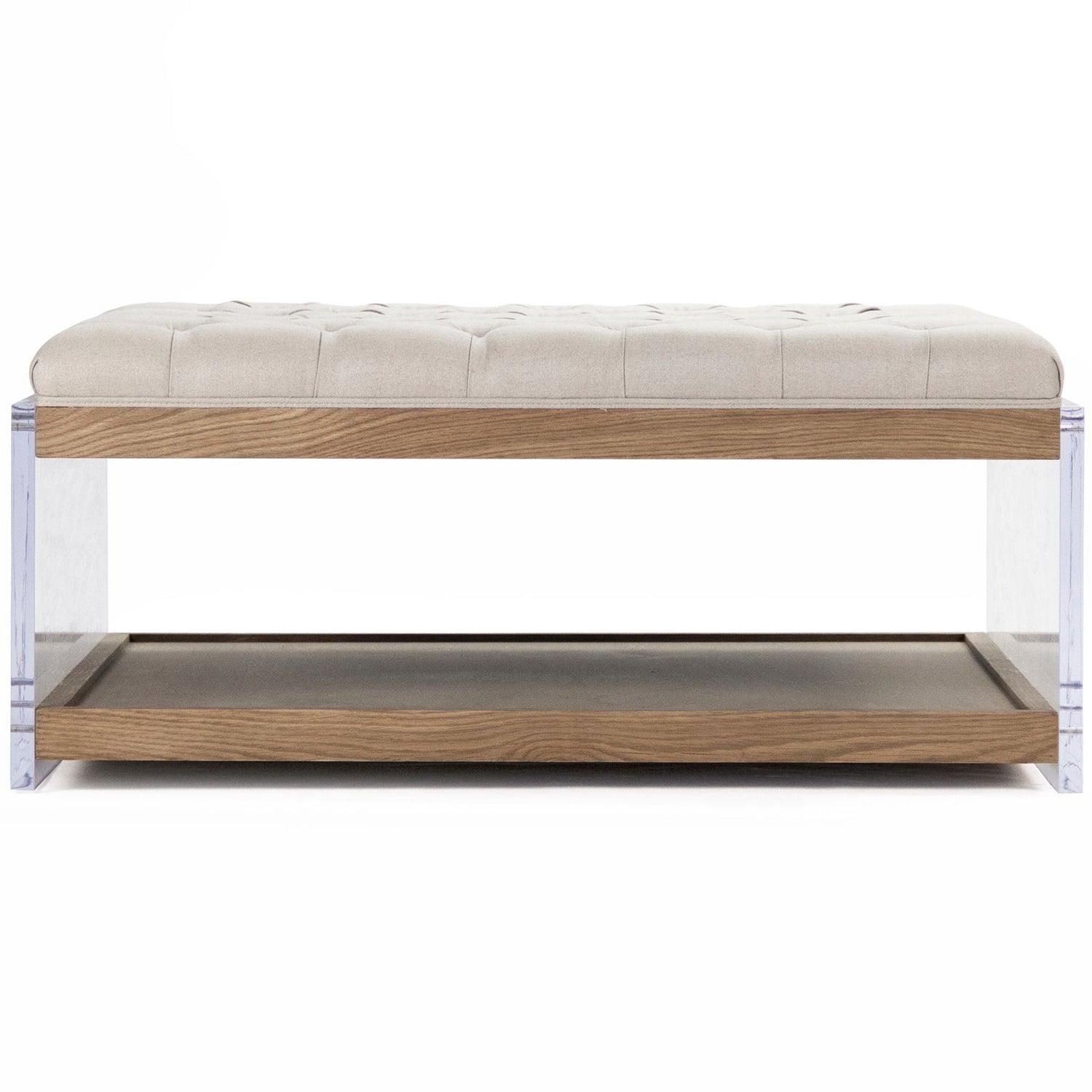 Natural wood Cosmo Acrylic Tufted Ottoman - Belle Escape