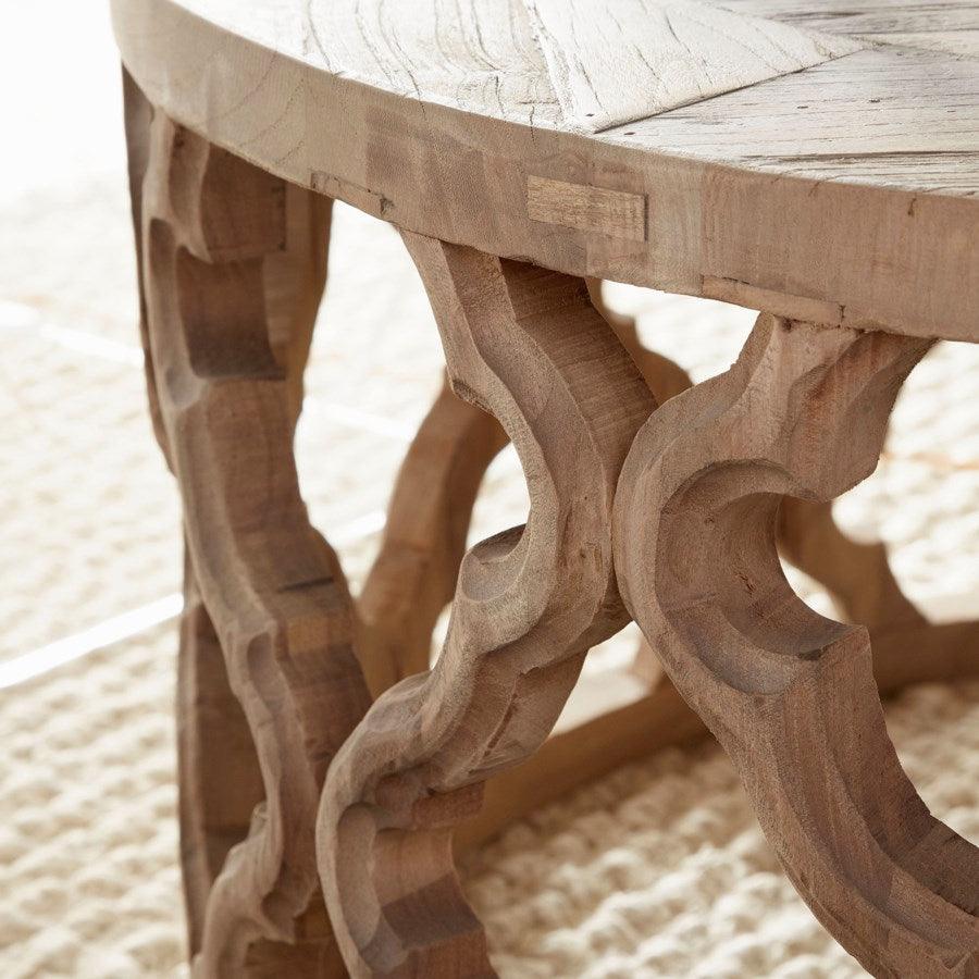 Natural Wood Quatrefoil Coffee Table - Belle Escape