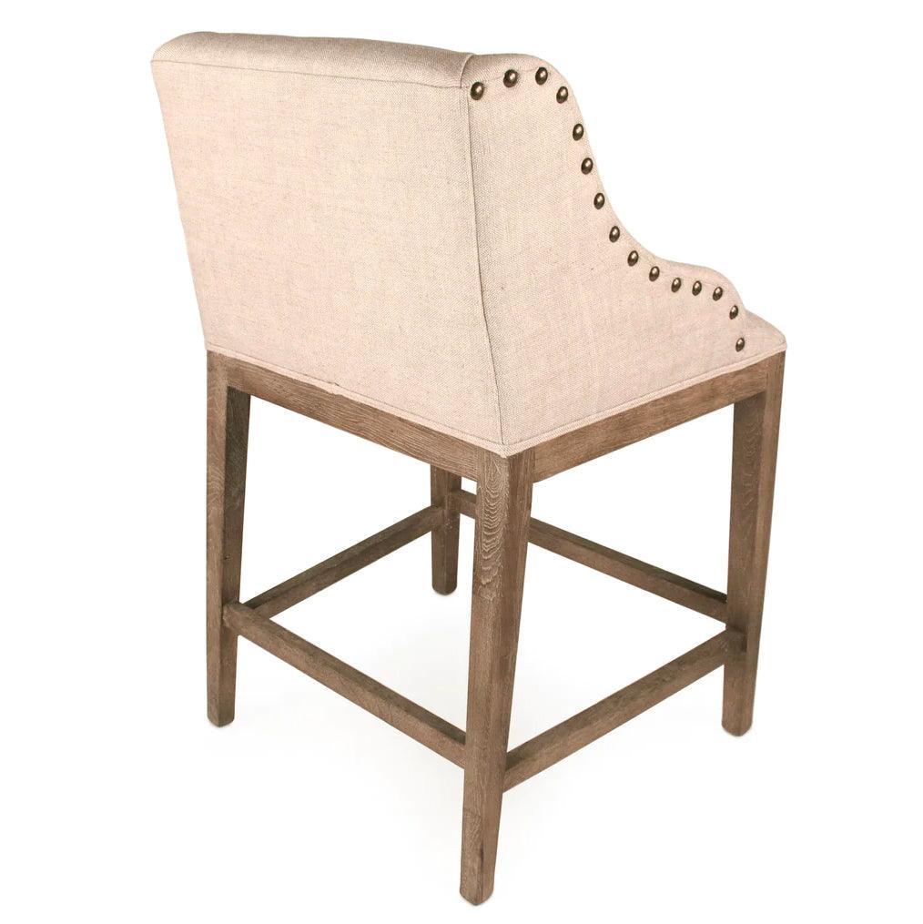 Natural Nail Studded Linen Counter Stools