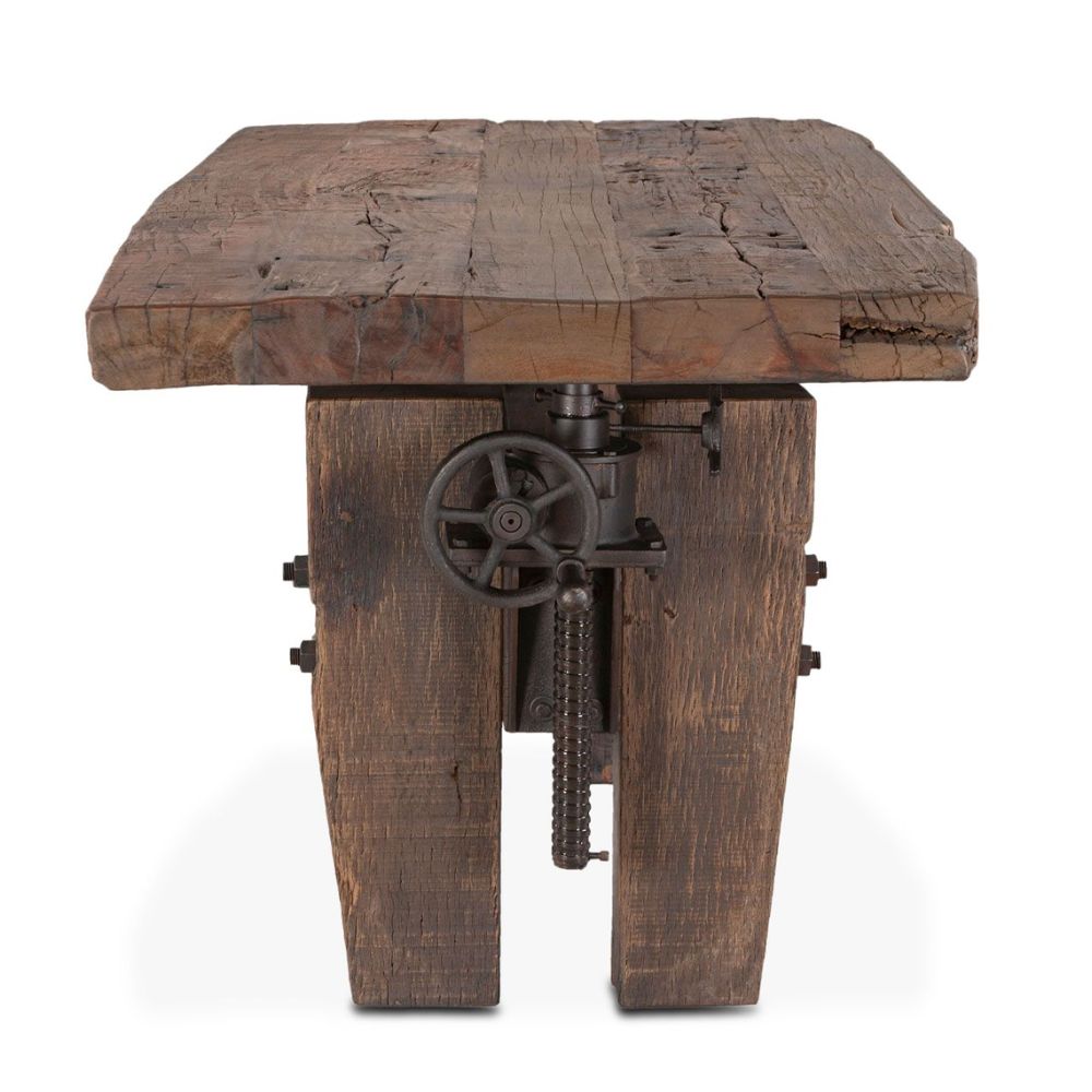 Industrial Chic Wood and Iron Adjustable Table