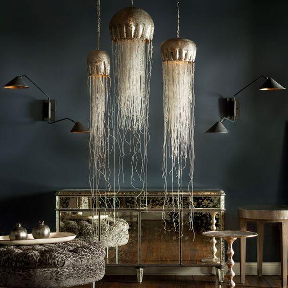 Nickel and Brass Jellyfish Chandelier, Small - Belle Escape