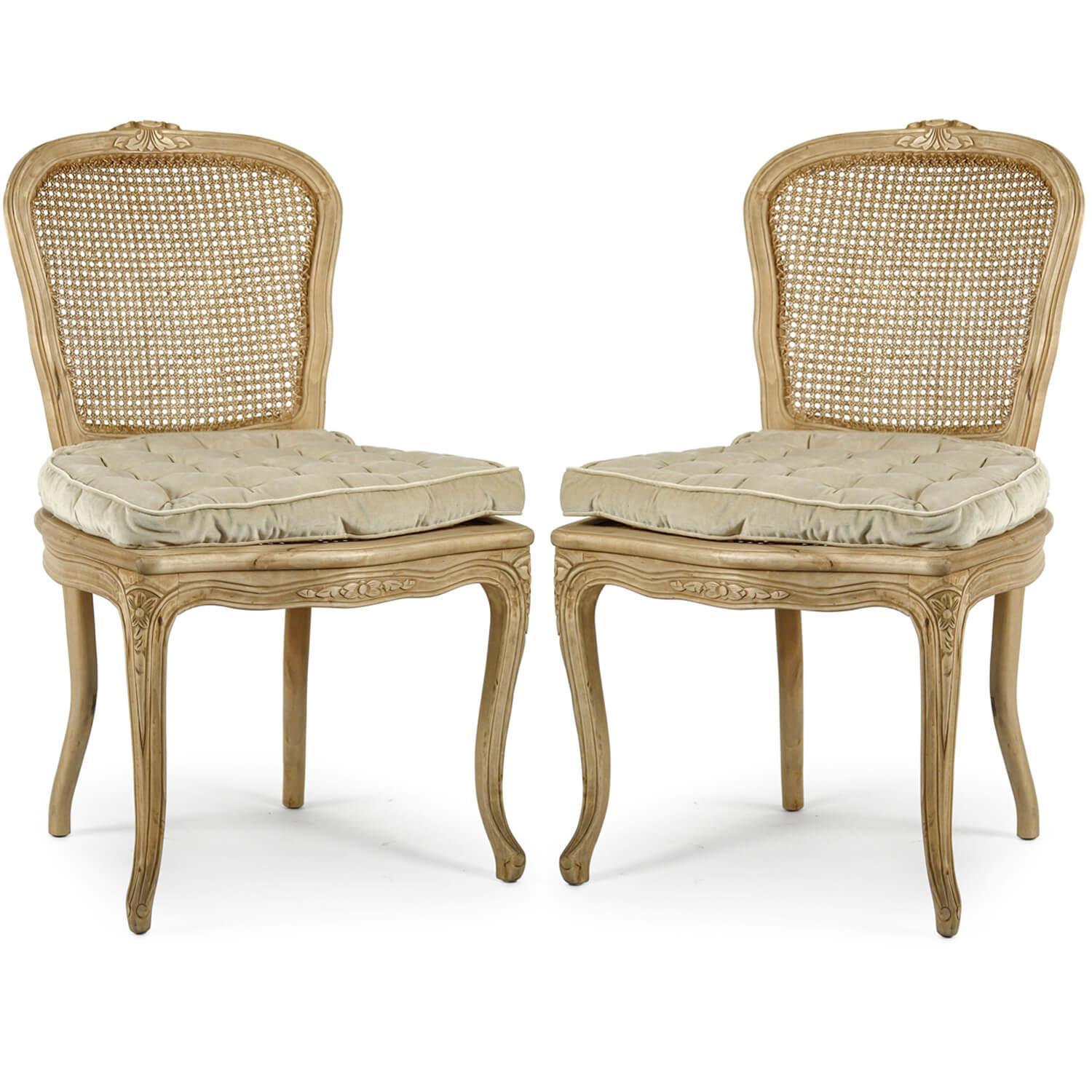 Oak Cane Back Dining Chairs - Pair - Belle Escape