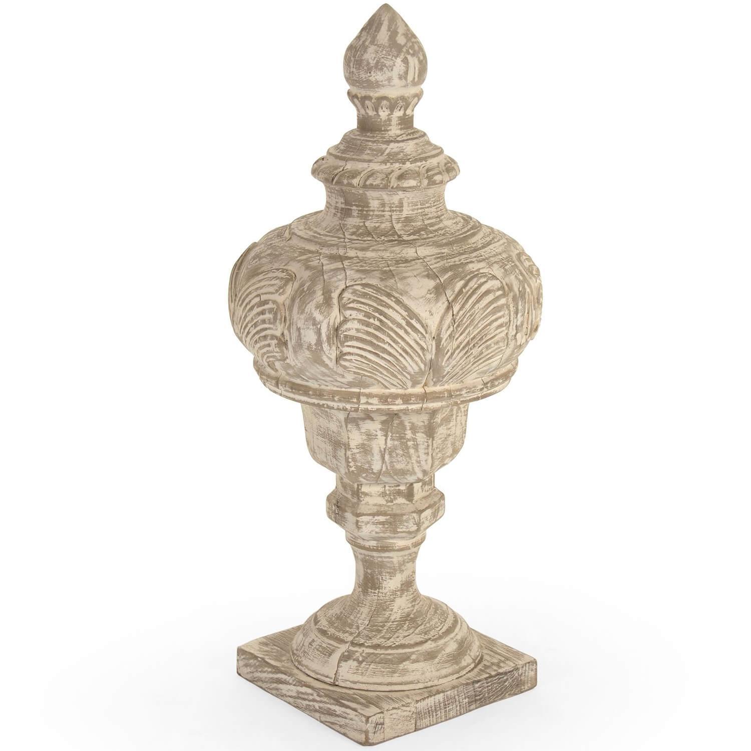 Old World Cream Wooden Urn - Belle Escape