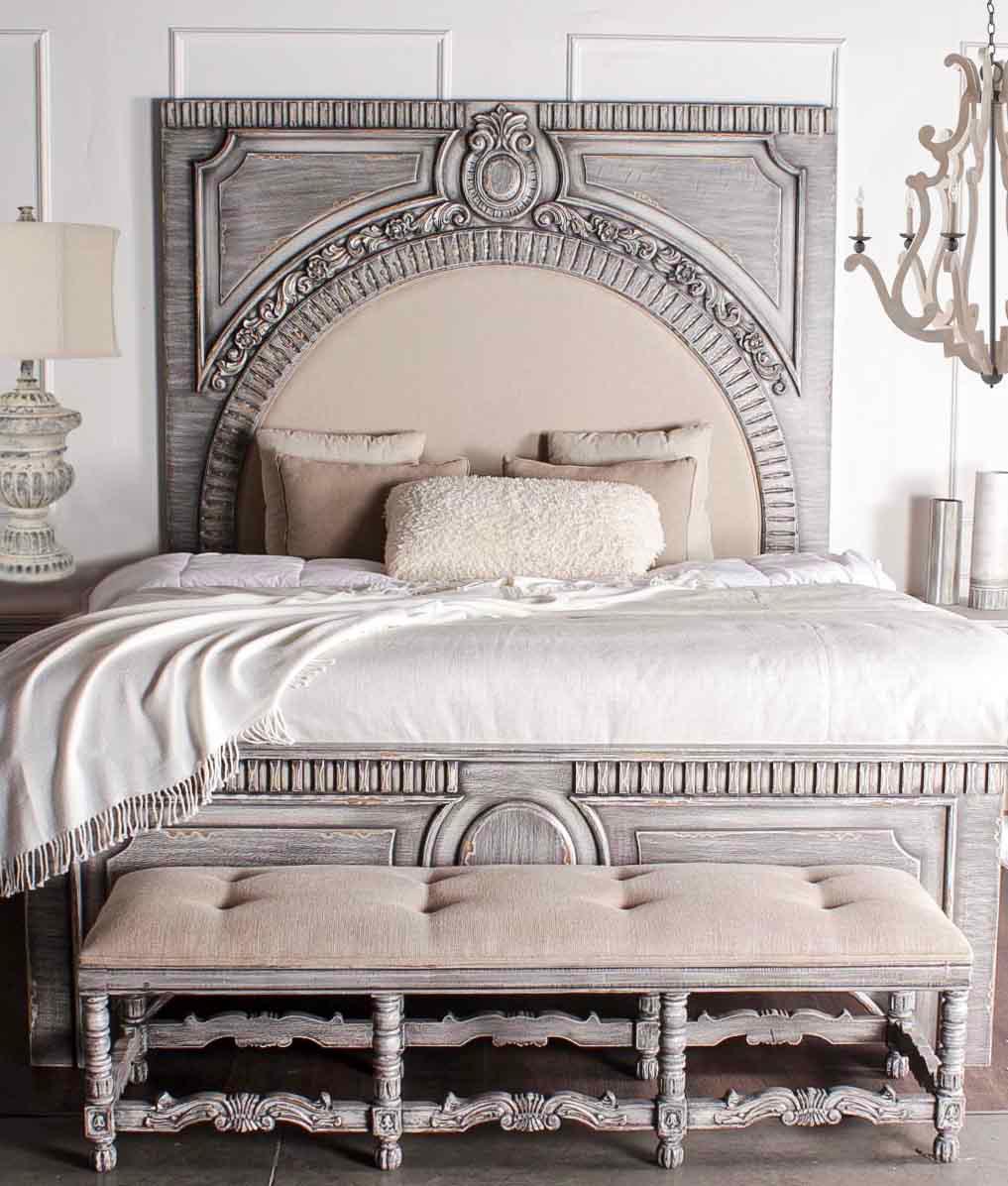 Ornate Gray Wash Amelie Bed - Belle Escape