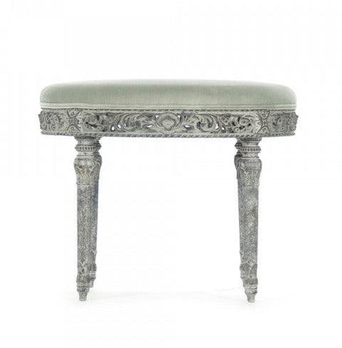 Ornately Carved Round French Stool - Belle Escape