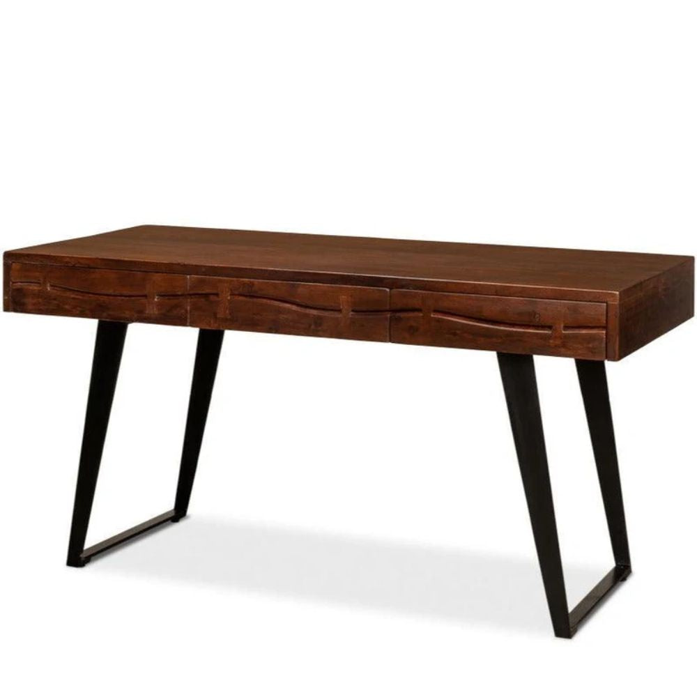 Rustic wood console table with metal legs, farmhouse style entryway furniture