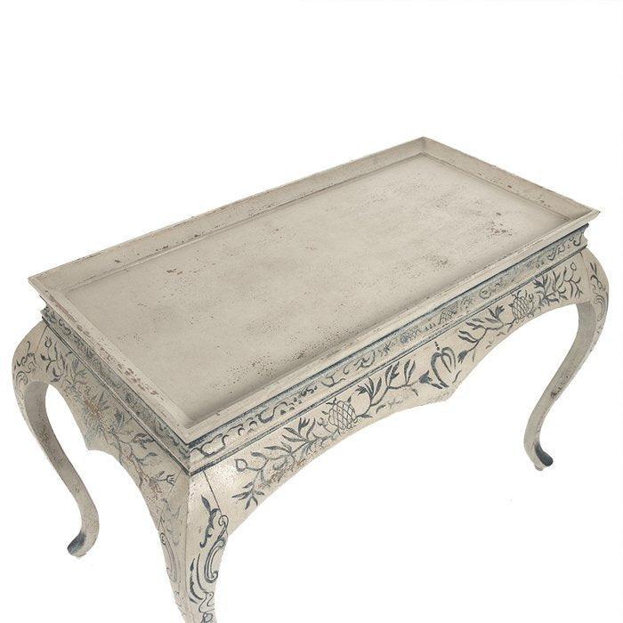 Painted French Cabriole Console Table - Belle Escape