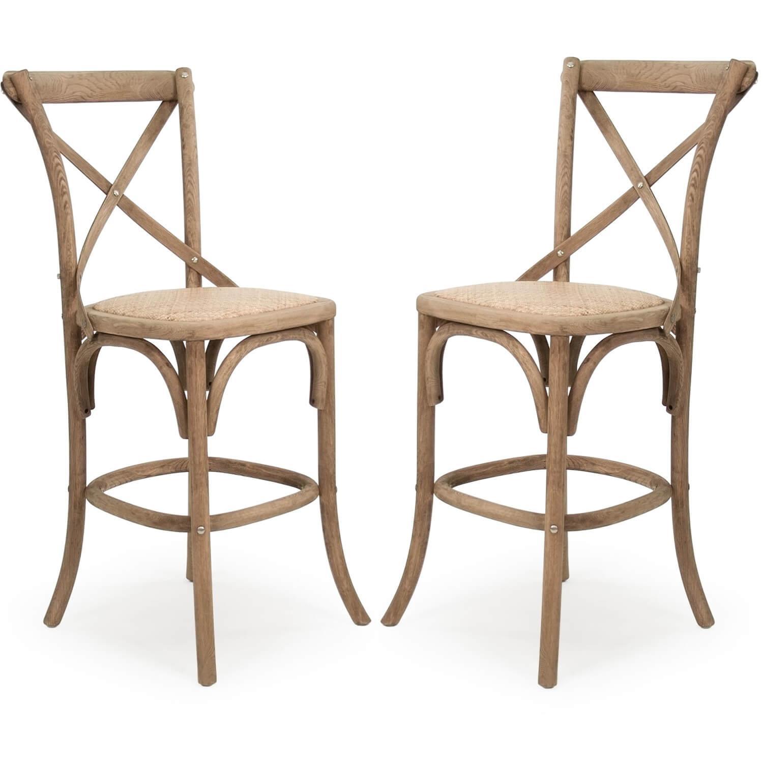 Parisian Oak Cafe Counter Stools - Belle Escape