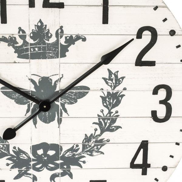 White French Bee Clock