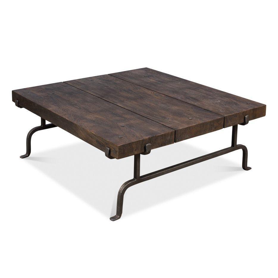 Planked Rustic Square Coffee Table - Belle Escape