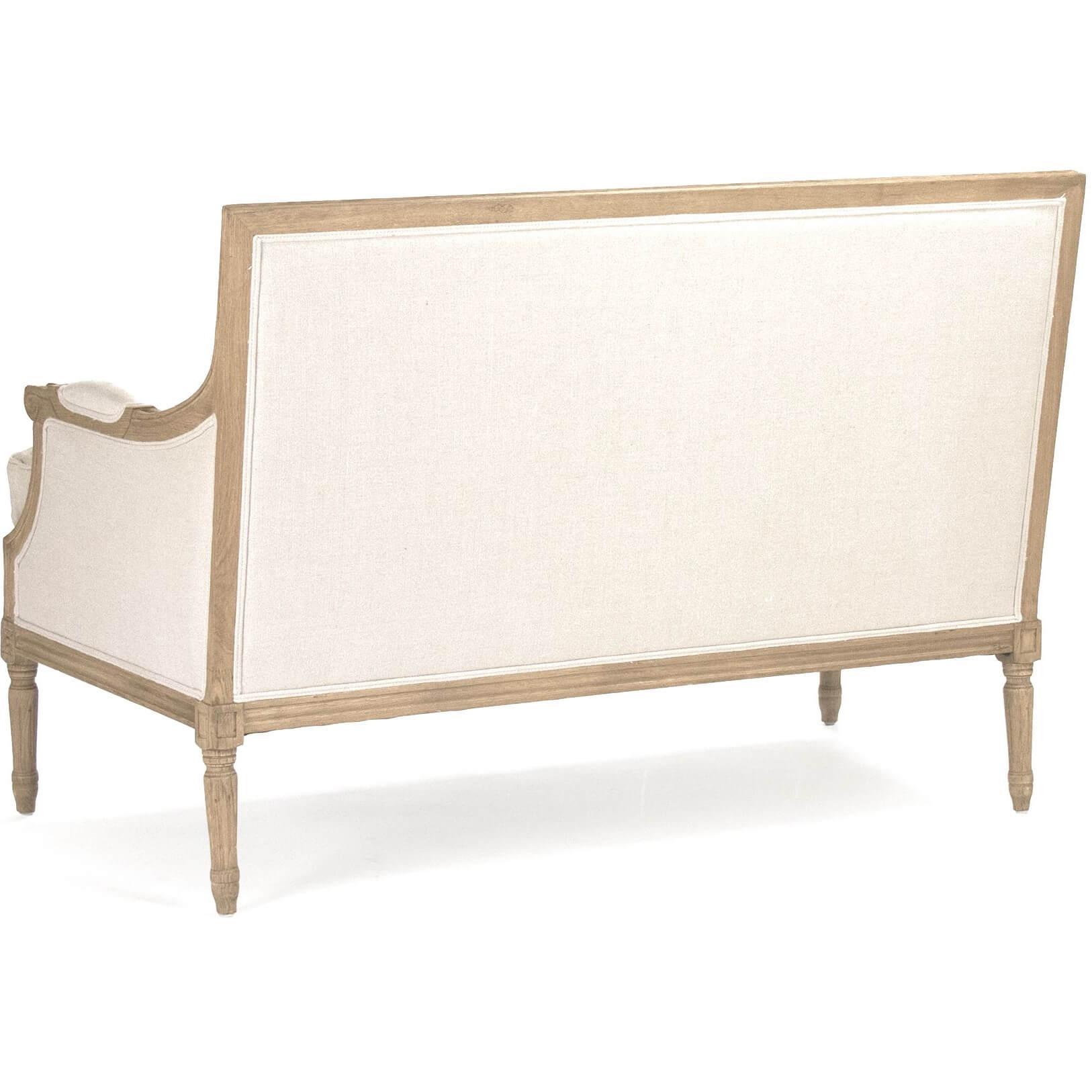 Plush Linen Louis Settee - Belle Escape