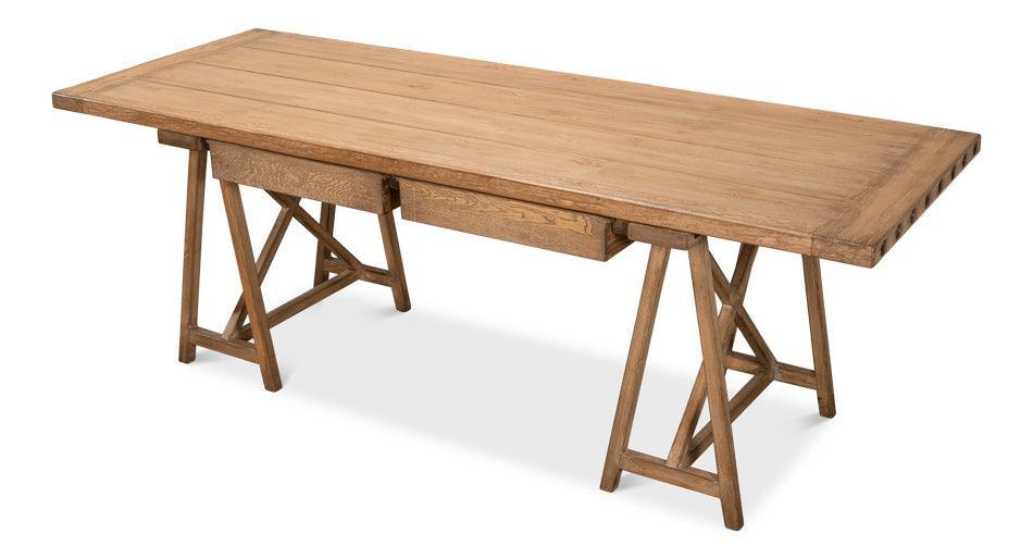 Polished Reclaimed Wood Sawhorse Desk - Belle Escape