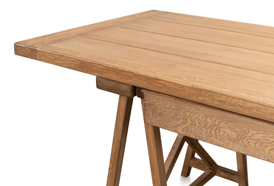 Polished Reclaimed Wood Sawhorse Desk - Belle Escape
