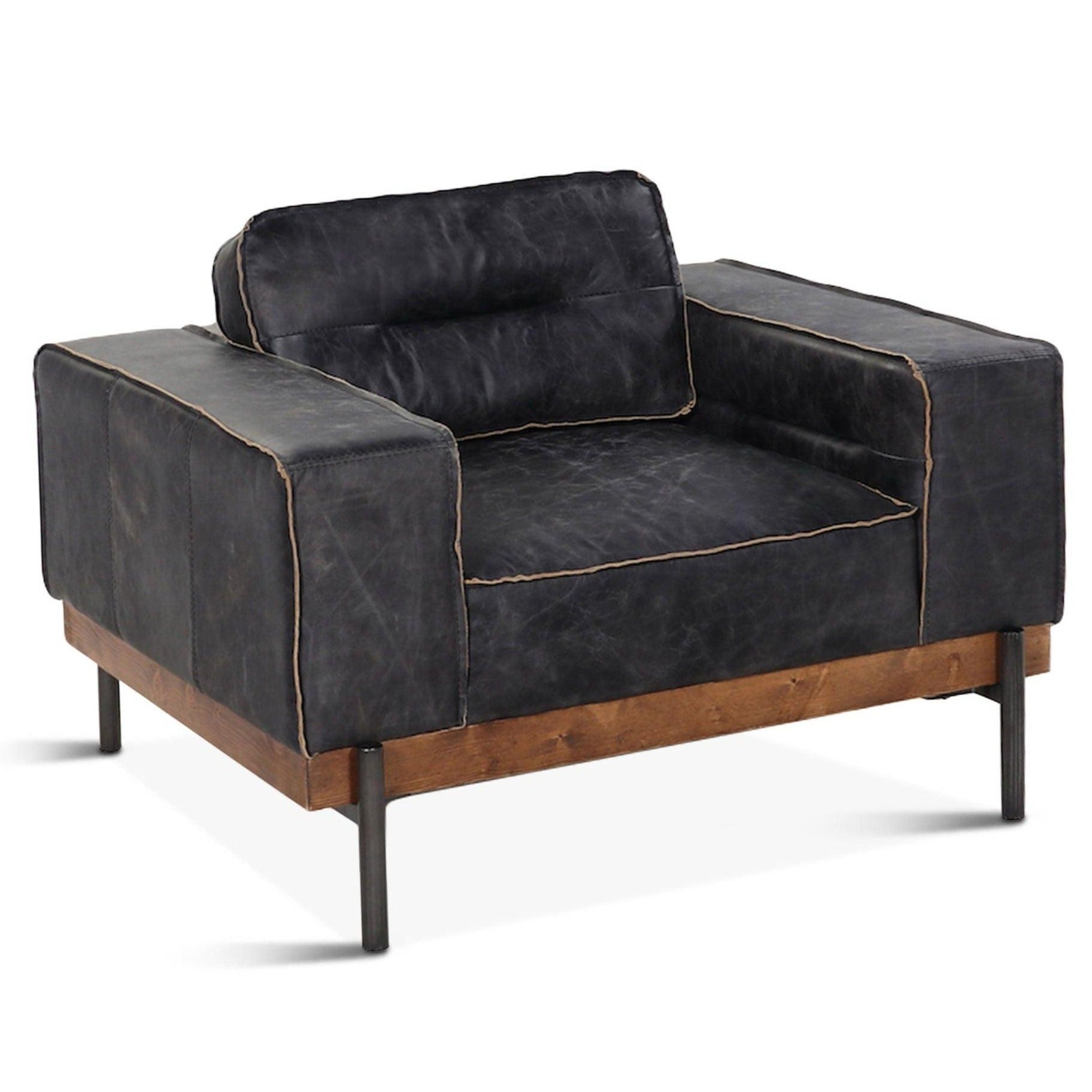 Portofino Industrial Black Lounge Chair - - Belle Escape