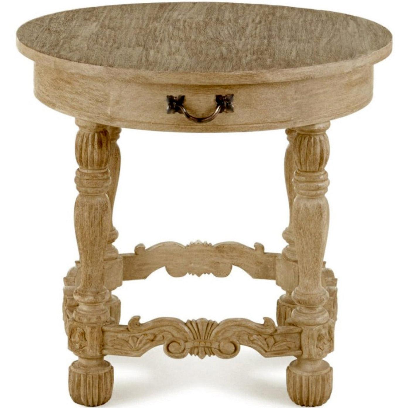 Provencal Round Side Table with a Drawer - Belle Escape