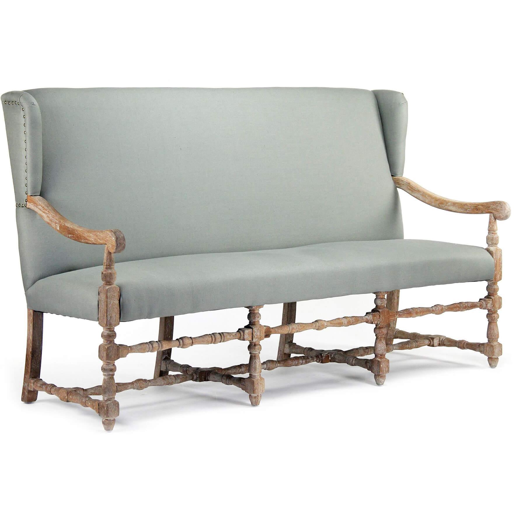 Provence Blue High Back Sofa Bench - Belle Escape