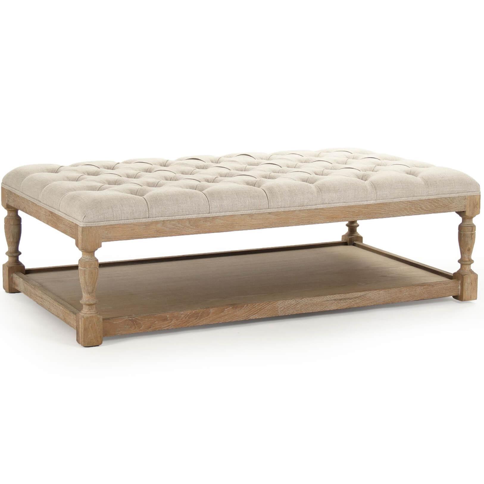 Provence Rectangular Linen Ottoman - Belle Escape